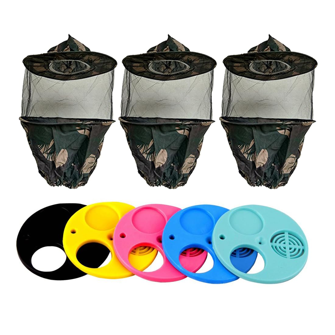 Beeshive Organic Bee Veil Army (3 Pcs) with Bee Ventilator Gate (5 Pcs) | Professional Beekeeping Safety & Hive Management Combo